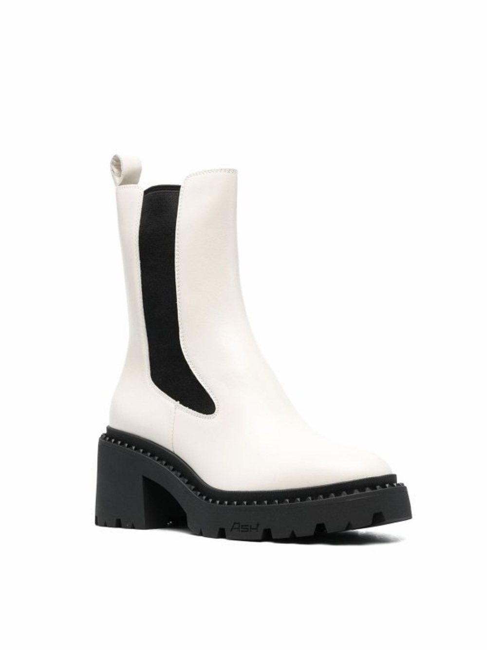 Marc Fisher Nico Leather Chunky Platform Chelsea Boots - Tofu White - Size 40
